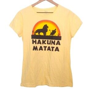 Disney Hakuna Matata Graphic Lion King Yellow T-Shirt Size Juniors XL